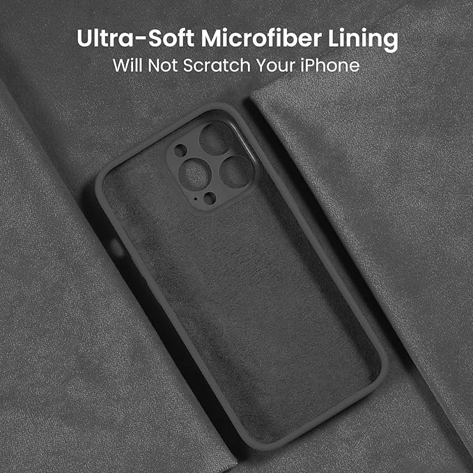 FireNova for iPhone 14 Pro Case, Silicone Upgraded [Camera Protection] Phone Case with [2 Screen Protectors], Soft Anti-Scratch Microfiber Lining Inside, 6.1 inch, Space Gray