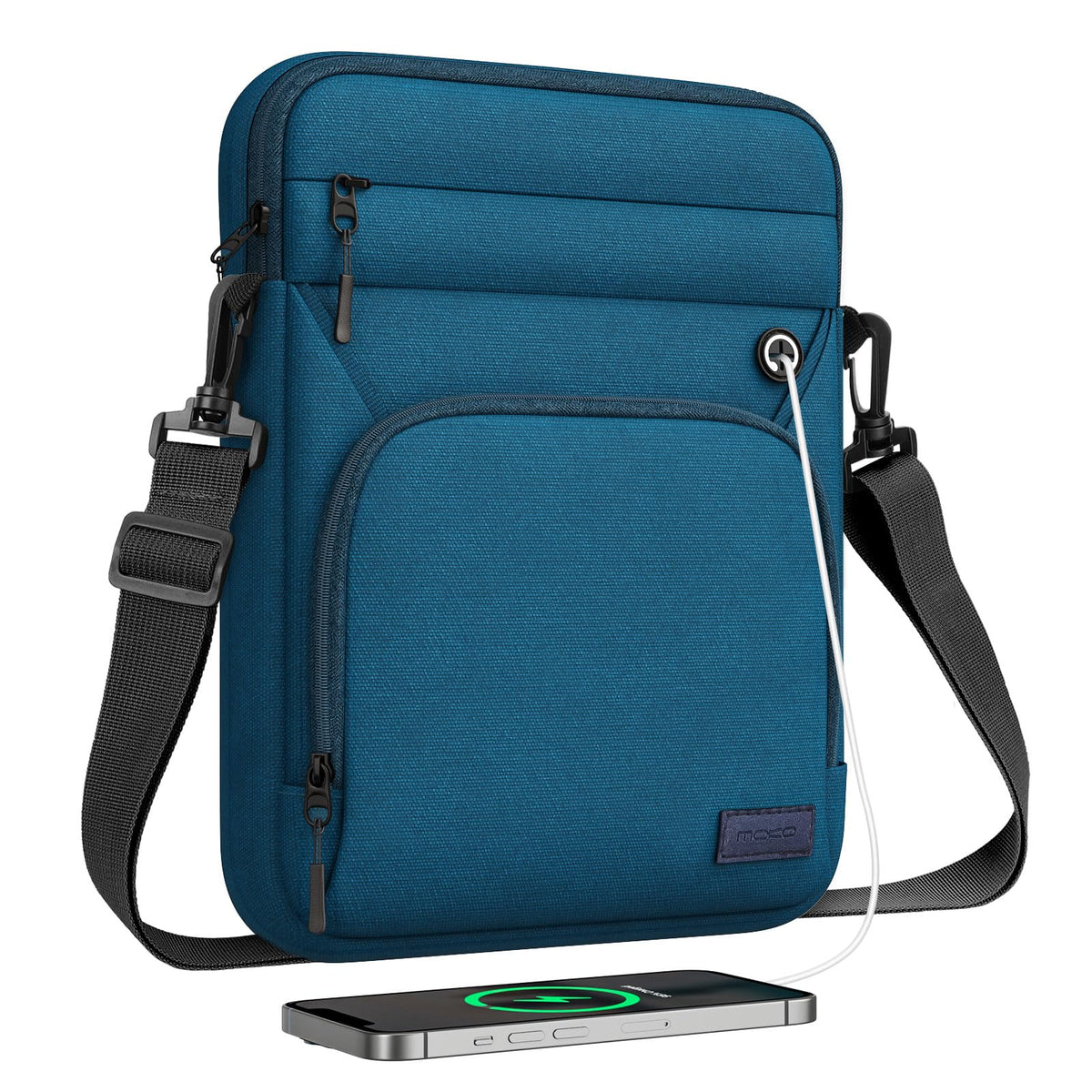 MoKo 15 Inch 360° Protective Laptop Sleeve Shoulder Bag with Earphone Port