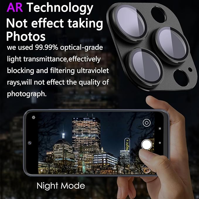 2 Pack Camera Lens Protector for iPhone 16 Pro/iPhone 16 Pro Max,[Not Easy to Breakn ] AR Tempered Glass Strong Adsorption Metal Camera Cover Screen-Black