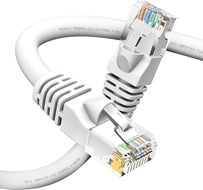 GEARit Cat 6 Ethernet Cable (1-Pack 3 Feet) Cat6 Network Patch, 10Gbps, RJ45, Snagless Cord, Gold-Plated Connectors, Internet for PC, TV, Tablet, Router, Printer, Servers, IT Data Center - White