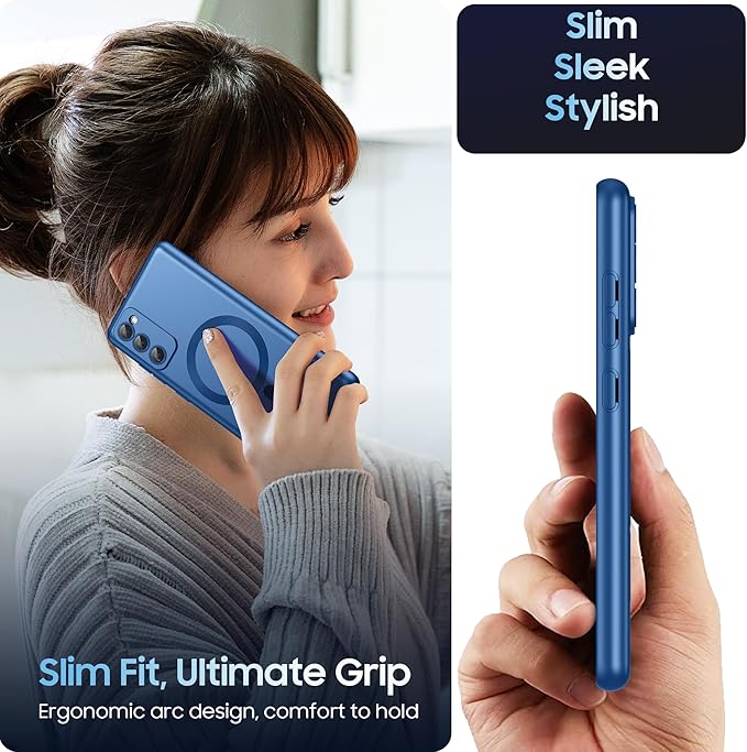 Magnetic for Samsung Galaxy S20 FE 5G Case 【Compatible with MagSafe Only】【Built-in Camera Lens Protector】 Slim Soft TPU Shockproof Phone Shell (Blue)