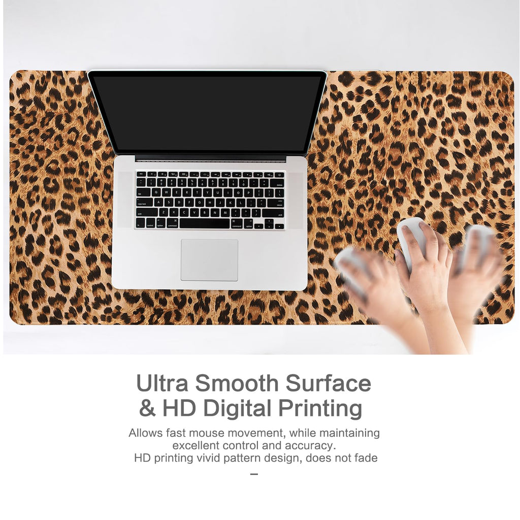 Lokigo Big Desk Pad, Large Desk Mat, 31.5"x15.7", Leopard Print