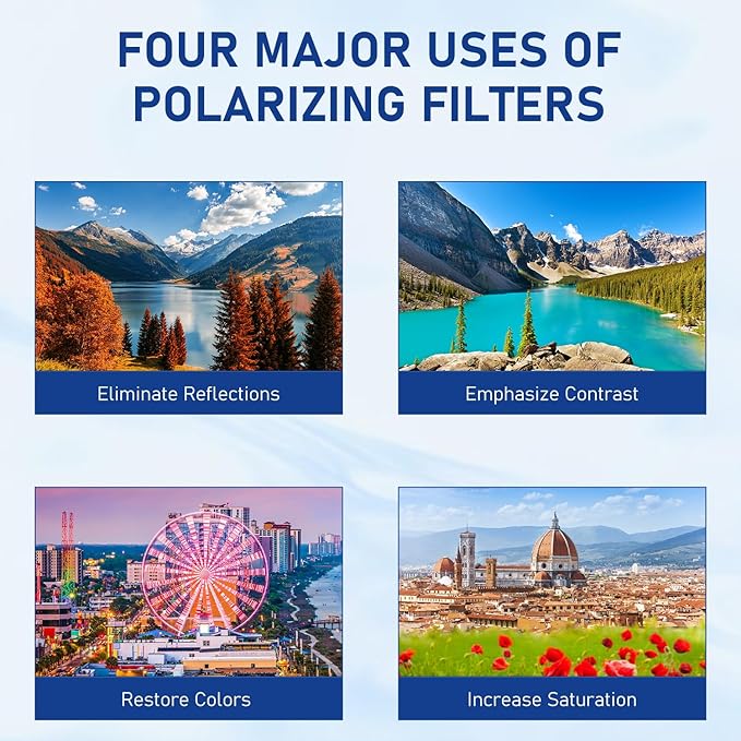 52mm Clip-on CPL Phone Camera Filter Kit, Circular Polarizer Filter, CPL Polarizer Phone Camera Lens Filter for iPhone Samsung/Android Smartphones
