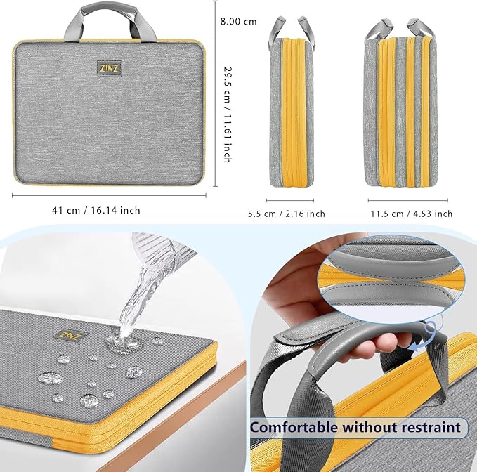ZINZ Slim Expandable Laptop Case 15.6 Inch Sleeve Upgraded Protective Durable Recycled Carrying Case Compatible with MacBook 15" & 16" and Most 15" 15.6" 16" Notebook,G01YL01