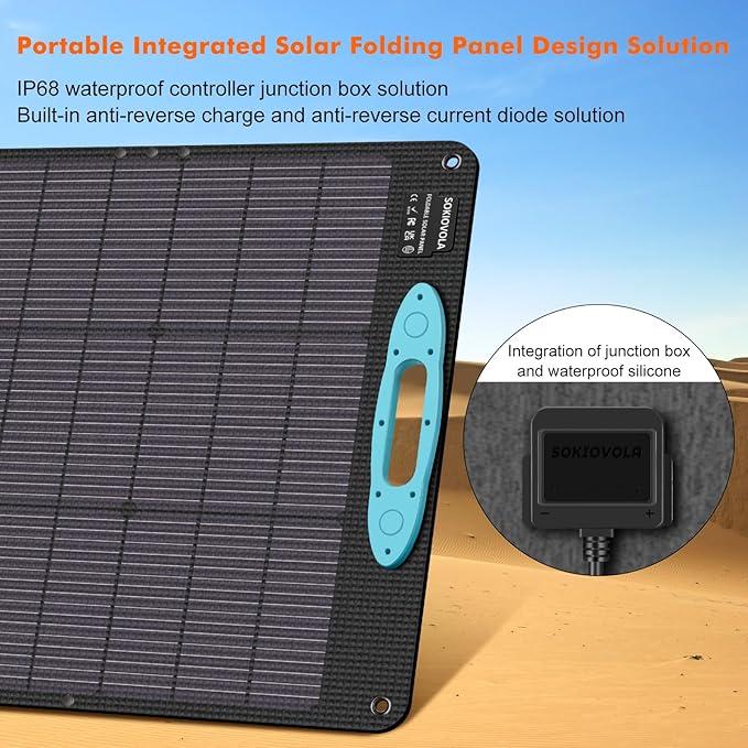 N-Type 16BB 160W 18V Portable Solar Panels for Power Station,25% High Conversion Efficiency ETFE Foldable Solar Panel Charger with Adjustable Kickstand Solar Panel for Camping Outdoor RV