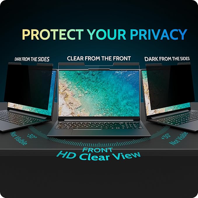 Magnetic Laptop Privacy Screen 13.3 Inch for 16:9 Computer Monitor, 13" Removable Anti Glare Protector Blue Light Filter Shield Compatible with Lenovo Hp Dell Acer Asus Thinkpad Envy Xps