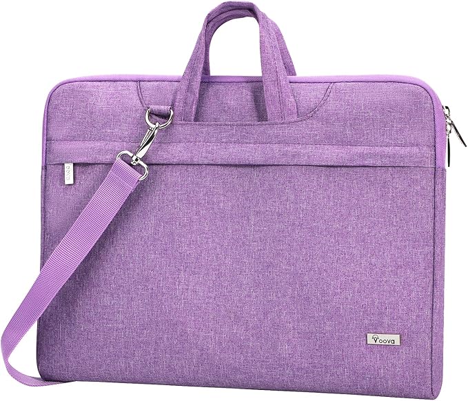Voova Laptop Bag 17 17.3 Inch Water-resistant Laptop Sleeve Case with Shoulder Straps & Handle, Computer Case Cover Slim Briefcase Compatible with 17-18” Hp Dell Asus Acer, Lavender