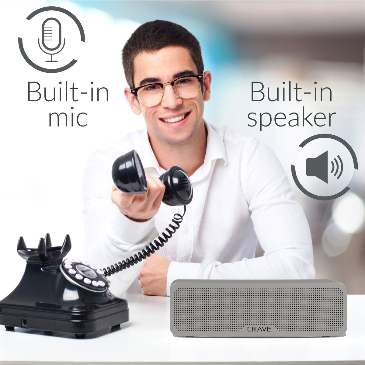 Crave Curve Portable Bluetooth Wireless Intelligent Speaker with Enhanced Bass, Built-in Microphone and Speakerphone