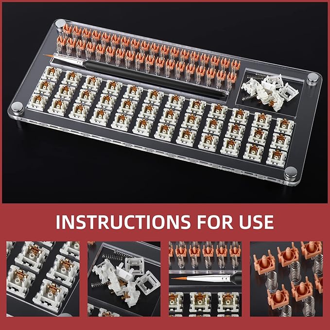 YIMAGUJRX RUNJRX 36 Switches Acrylic Lube Station for Keyboard Switch,GPL 205G0 0.53oz/15g, Switch Opener for MX Cherry Akko Panda Kailh Switch Tester,Switch Lube Kit for Gaming Keyboard