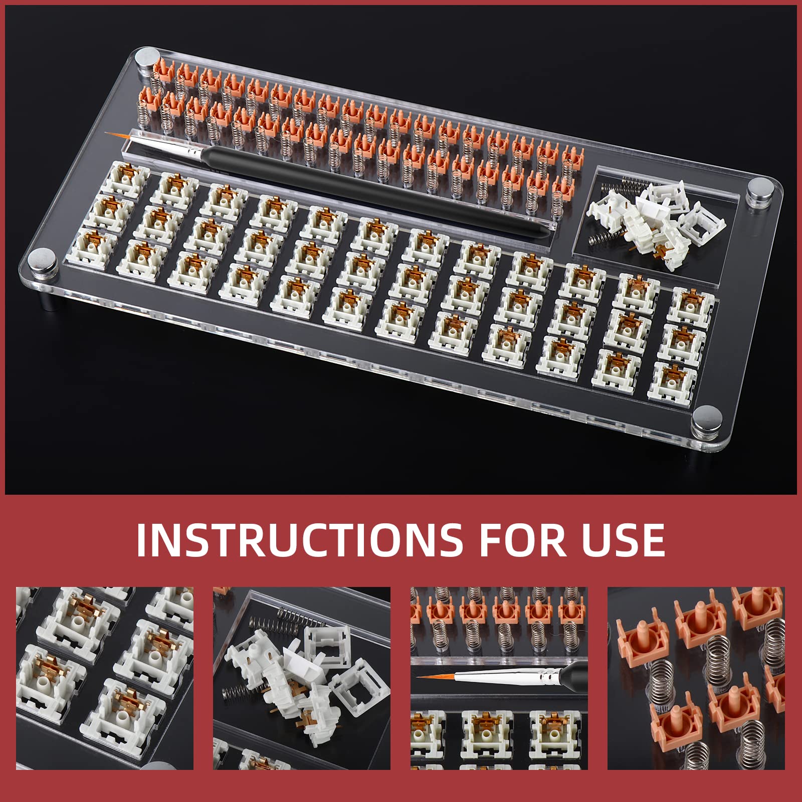 YIMAGUJRX RUNJRX 36 Switches Acrylic Lube Station for Keyboard Switch,GPL 205G0 0.53oz/15g, Switch Opener for MX Cherry Akko Panda Kailh Switch Tester,Switch Lube Kit for Gaming Keyboard