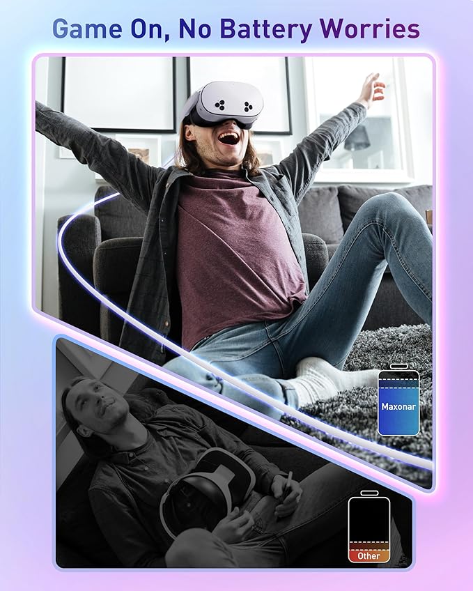 Maxonar VR Charging Link Cable 16FT (Next-Gen Chip) Compatible with Meta Quest 3S/Quest 3/Oculus Quest 2/Pico 4 Accessories and PC/SteamVR, Awesome Gift-5Gbps USB 3.0 to USB C Cable-White
