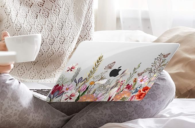 Batianda Case for MacBook Air 13 Inch M1 2020 2019 2018 Release Model A2337 A2179 A1932 with Retina & Touch ID, Clear Hard Shell Cover with Keyboard Cover & Screen Protector,Flower and Butterfly