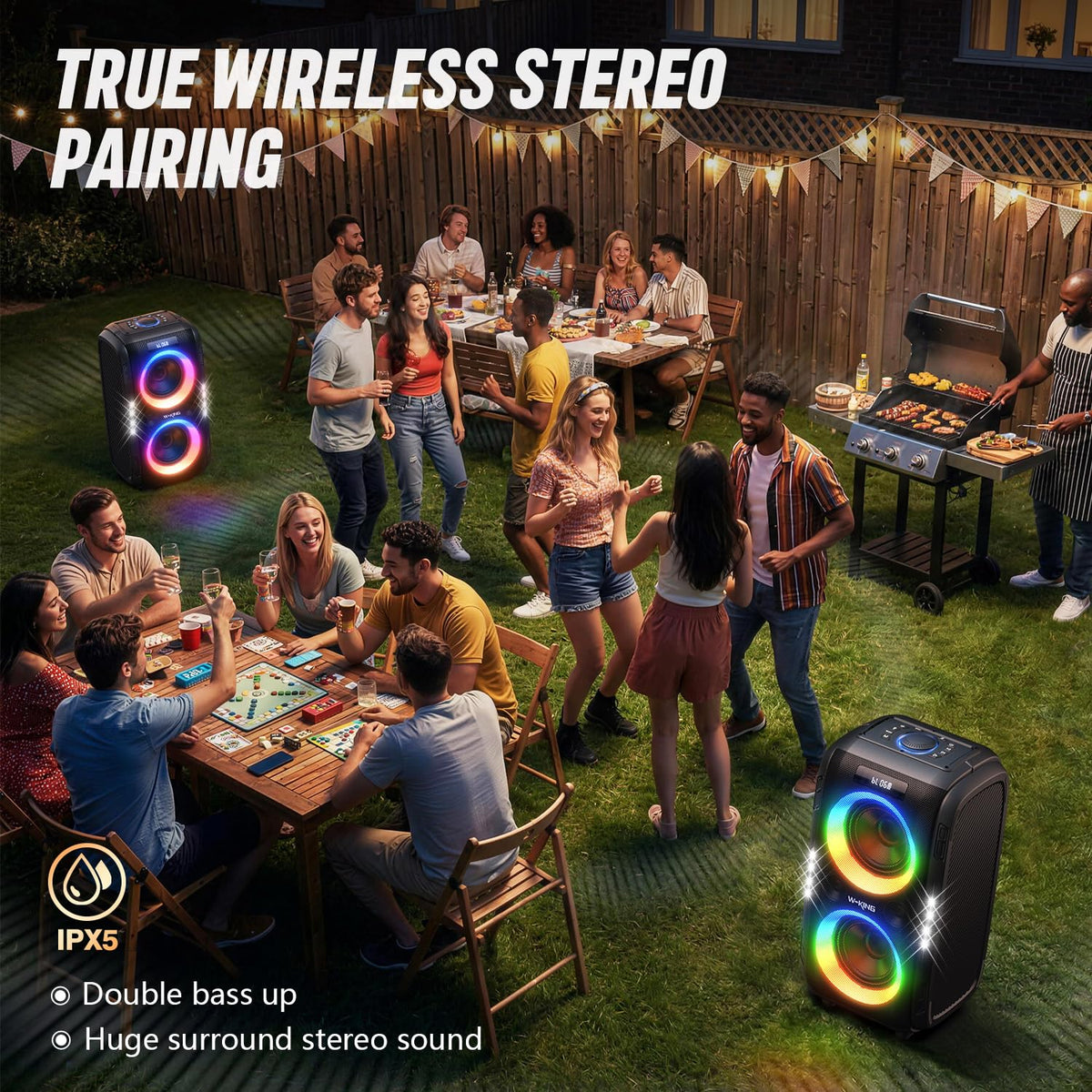 W-KING 270W Max Party Portable Bluetooth Speaker Loudest Large Big Boom Box
