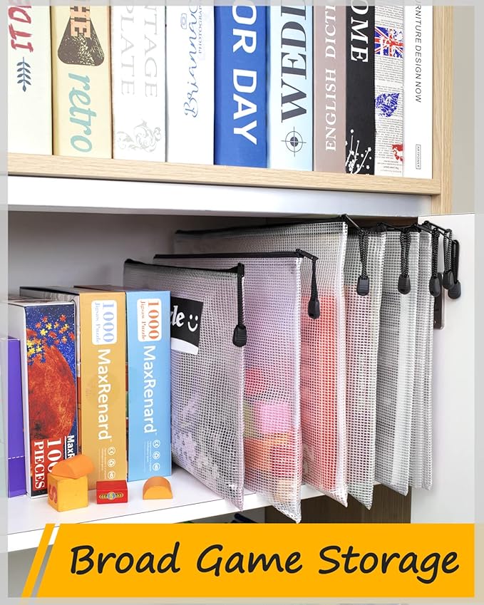 SUNEE Mesh Zipper Pouch 6x9 in (Black, 30 Packs), Mesh Bags with Zipper for School Office Supplies, Puzzles & Games, Travel Accessories, Waterproof Zipper Pouches for Organizing