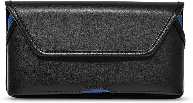 Turtleback Belt Holder for iPhone 16 Pro Max, 15 Pro Max, 14 Pro Max -Medium- Fits w/Shockproof Commuter Style Cases, Premium Black Leather Horizontal Case Magnetic Closure Leather Wrapped Clip