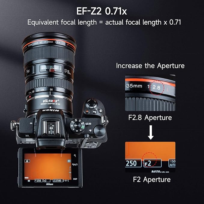 VILTROX EF-Z2 Auto Focus Lens Adapter 0.71x Reducer Speedbooster Lens Converter Compatible with Canon EF Mount Lens to Nikon Z Mount Mirrorless Cameras Z5 Z6 Z6II Z7 Z7II Z50 Zfc