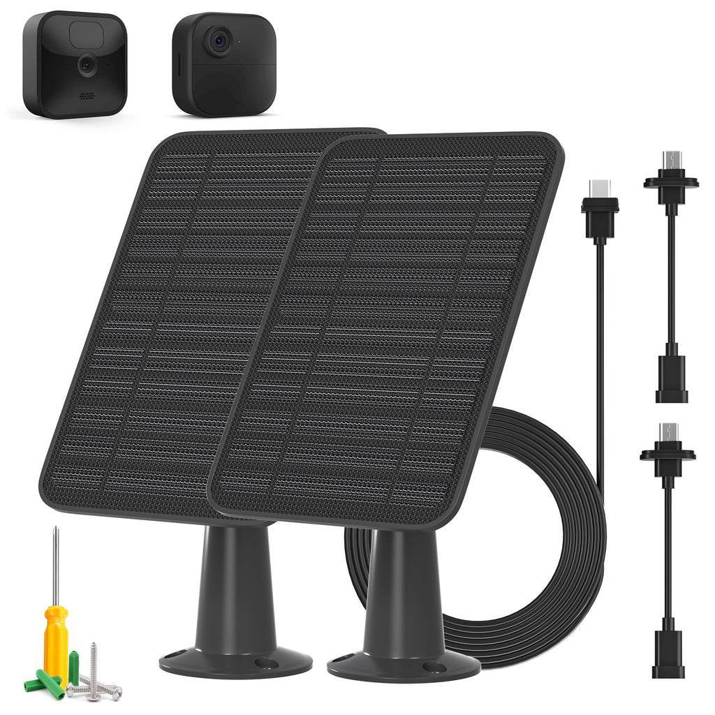 Solar Panel for Blink Outdoor 2K+/4(4th Gen)/Outdoor(3rd Gen) XT3 and XT2/XT Camera/Blink Outdoor Camera, 5W Solar Panel Charger with Mount 13.1ft Cable Rubber Plug, IP65 Waterproof, 2 Pack