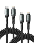 USBC to Lightning Cable for Car Coiled iPhone Charger Apple MFi Certified