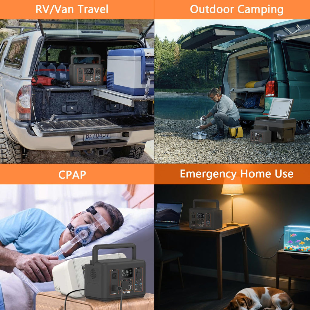 ALLWEI 500W Solar Generator with 100W Solar Panel, 512Wh LiFePO4 Battery, Portable Power Station with UPS, 1000W Surge, Backup Power for Home Blackout, Camping, Outage and Road Trip, Emergency Outdoor
