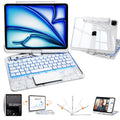 Uminy Clear Keyboard Case for iPad Air 13 & Pro 12.9, 360° Rotation, White