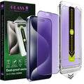 SY SHANGYAN 2 Pack Anti Blue Light Matte Screen Protector for iPhone 15 Pro (6.1-Inch),9H Tempered Glass,Anti-Glare,Full Coverage,Anti-Fingerprint,Auto Dust Removal,Bubble-Free