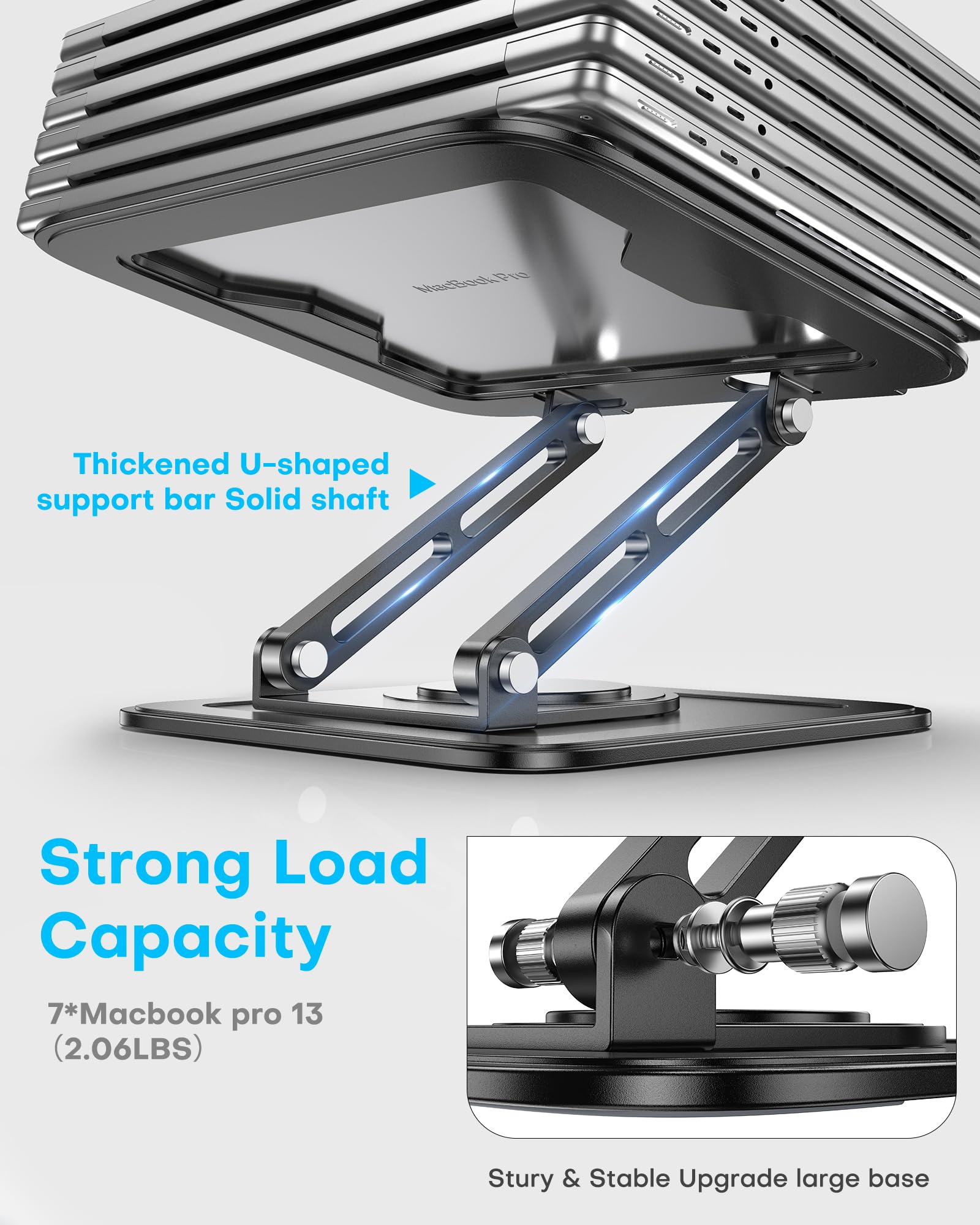 LOXP Adjustable Laptop Stand, Computer Stand with 360 Rotating Base