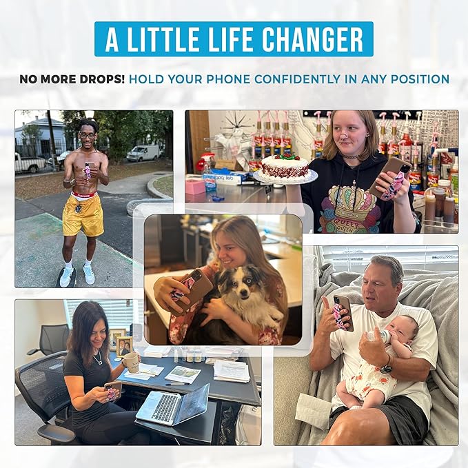 Phone Grip Strap - Reversible Finger Holder for Phone Back, Customizable Anti-Slip Design, Wireless Charging Compatible Detachable Holder for iPhone - Zebra Patterns