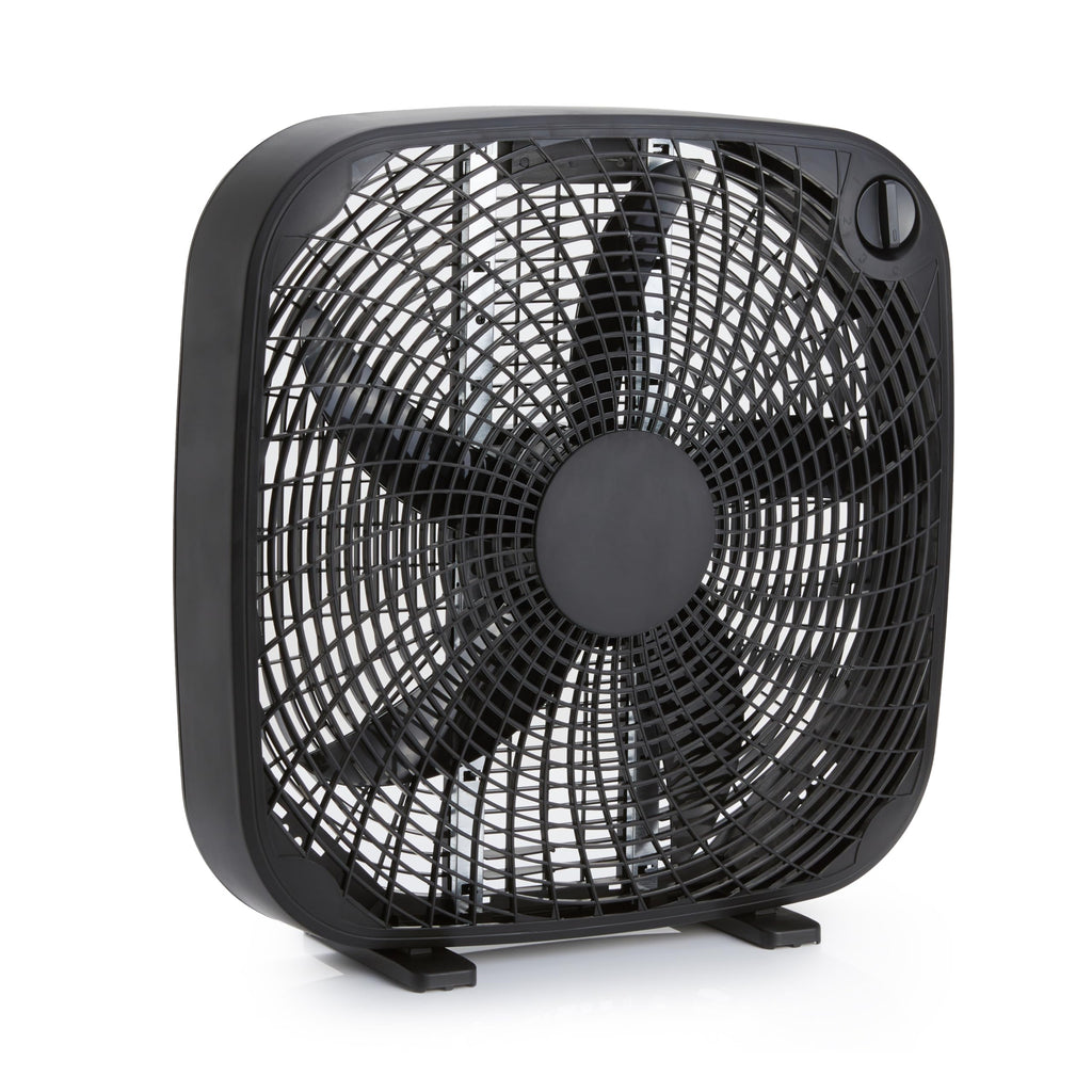 Amazon Basics 3-Speed Box Fan for Bedroom, Portable with Carry Handle, Powerful Airflow, 5 Blades, Lightweight Design, 67 Watts, 20-Inch, Black, 6.8"D x 20.86"W x 21.33"H