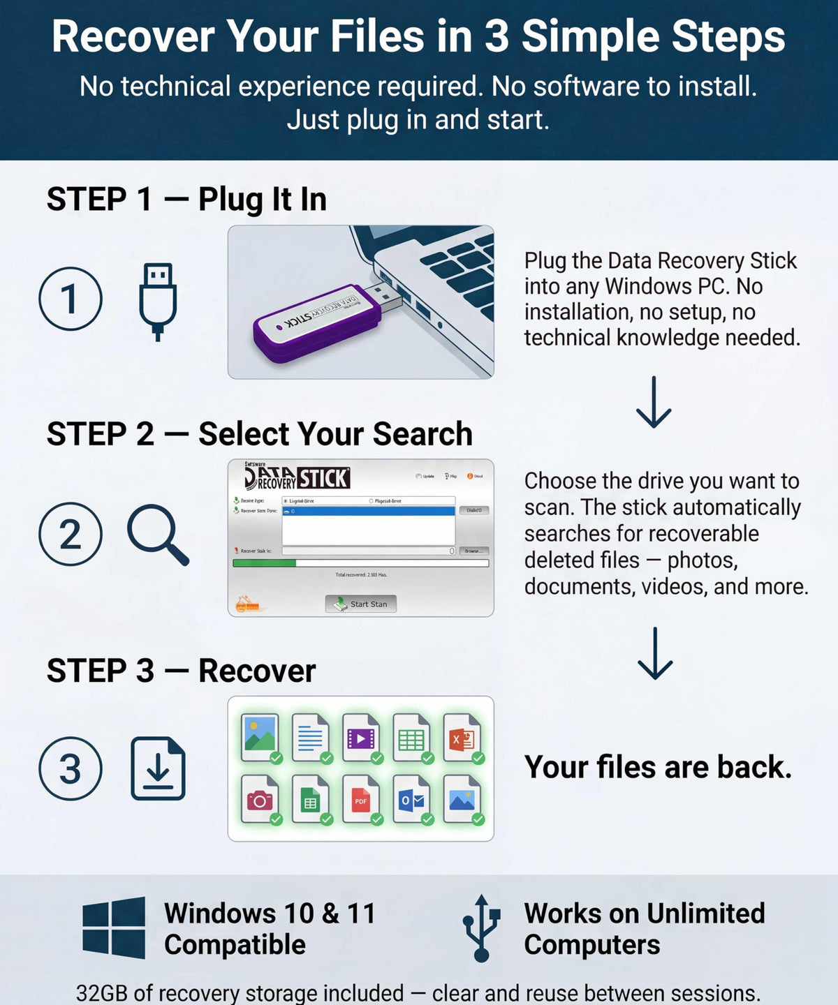 Data Recovery Stick for Windows Data Recovery Software – Photos, Files