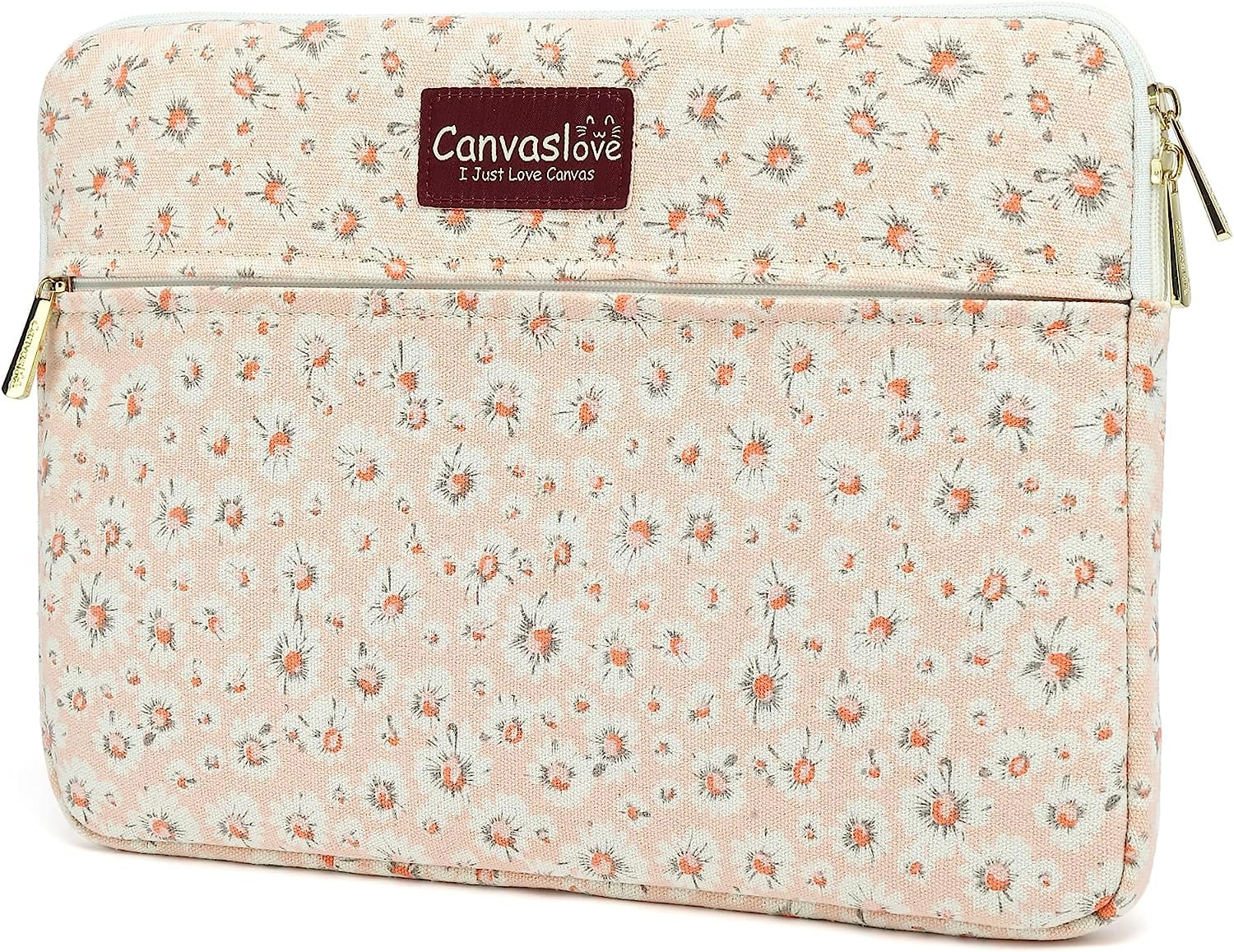 Canvaslove Pink Chrysanthemum Laptop Sleeve Case Bag with Pocket for MacBook Pro 14 inch and 14 inch-14.4 inch HP, Lenovo, Dell, ASUS, Acer Notebook Computer