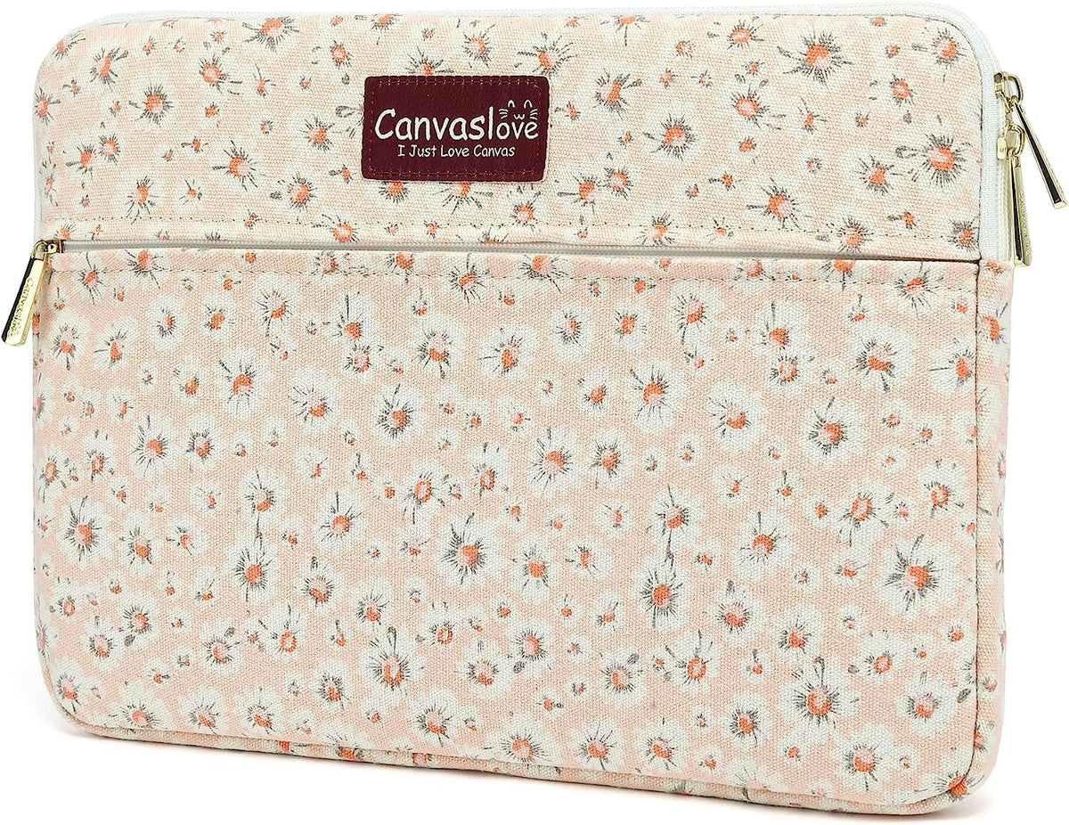 Canvaslove Pink Marble Laptop Sleeve Case Bag with Pocket for MacBook Pro 14 inch,Surface Laptop 14.4 inch and HP Lenovo Dell ASUS Acer 14 inch Laptop