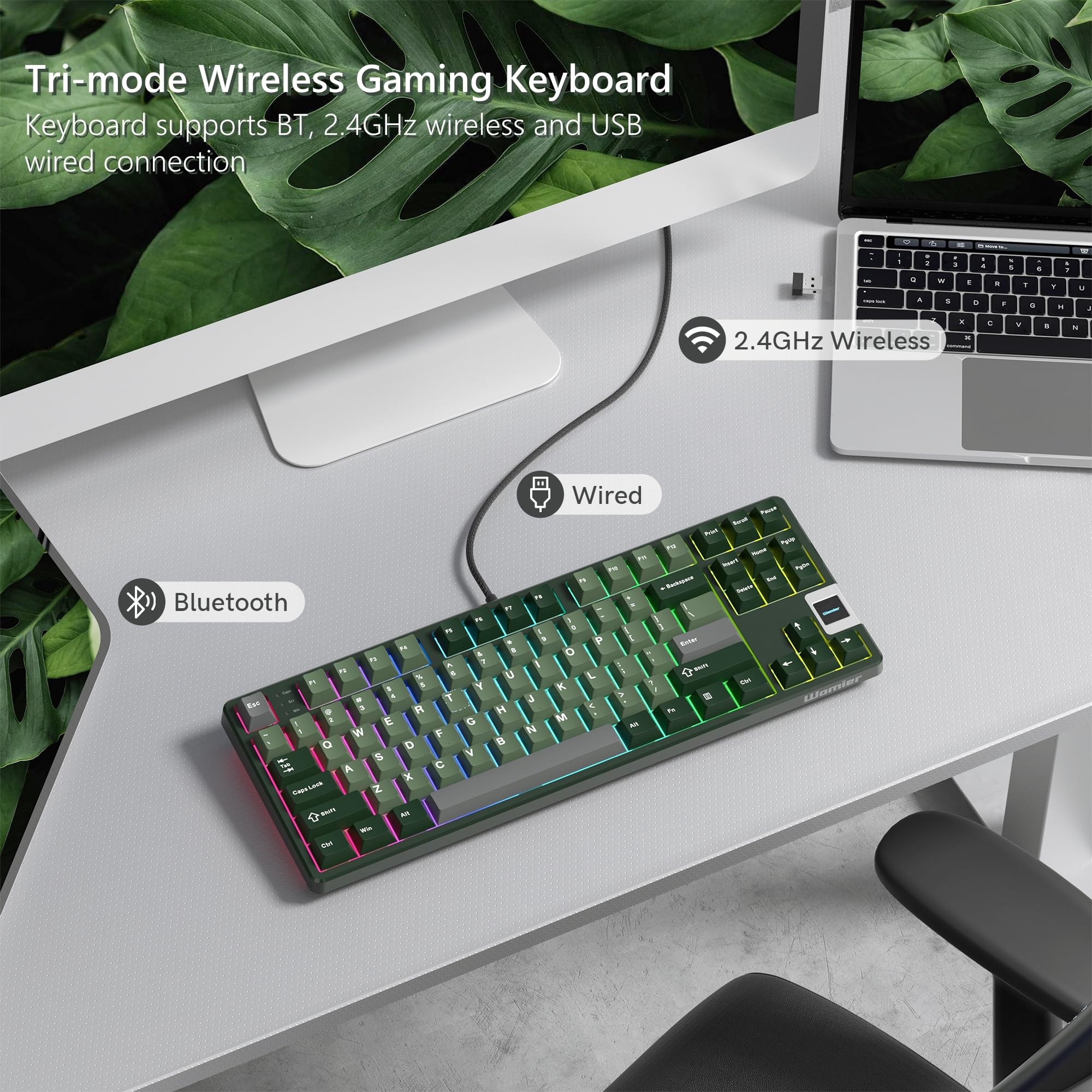 Rainy75 QK87 75% Wireless Gaming Keyboard Screen RGB Hot Swappable Gasket
