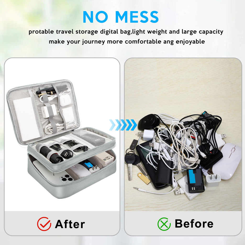 CILLA Electronic Organizer Travel Case, Travel Cord Organizer Case Portable Waterproof Cable Organizer Bag for Charger, Cord, USB, Power Bank, Earphone