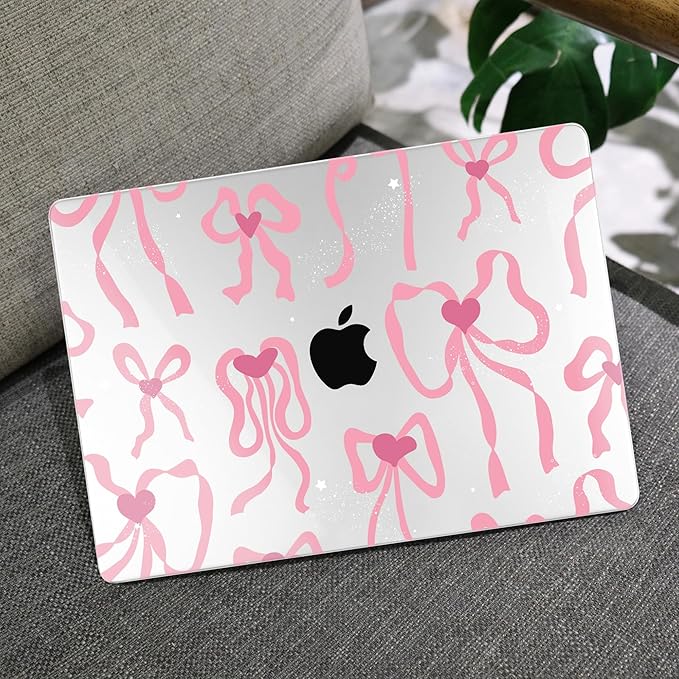 MEEgoodo Case for MacBook Air M4/M3/M2 13.6 inch 2025 2024 2022, Fit Model A3240 A3113 A2681, Compatible with MacBook Air 13 inch, Laptop Hard Shell Case with Keyboard Cover, Coquette Ribbon Bow