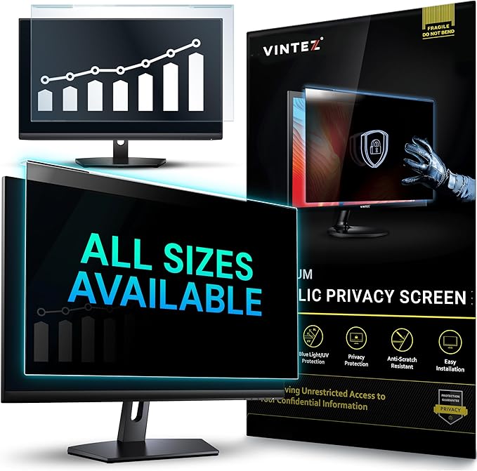 Universal Acrylic 20, 20.2, 21.5, 21.6, 22 Inch Computer Privacy Screen Filter for Widescreen Computer Monitors - 19.4" x 12.6"(492 x 319mm) - Monitor Frame Hanging Type