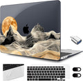 MEEgoodo for MacBook Air 13.3 inch Case 2021 2020 2019 2018 A2337 M1 A2179 A1932, Laptop Shell for MacBook Air M1 with Keyboard Webcam Cover & Trackpad Film & Type C Adapter,Mystical Full Moon