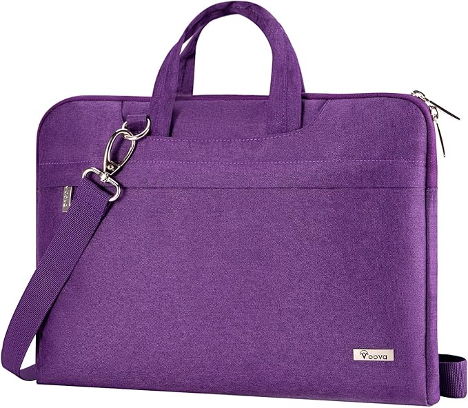 Voova Laptop Bag 15.6 Inch for Women, Waterproof Computer Sleeve Carrying Case with Shoulder Straps & Handle Compatible with Macbook Air 15, MacBook Pro 15/16, 15-16 Inch Hp Dell Lenovo Asus, Purple