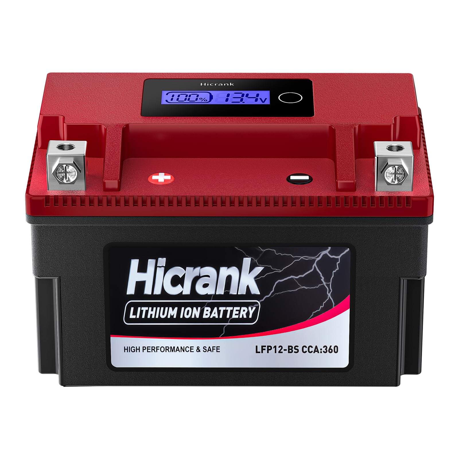 Hicrank YTX12-BS 12V 6Ah,360CCA LiFePO4 Lithium Motorcycle Battery,Powersports Battery for Honda KTM Yamaha Harley Fit ATV, UTV, Motocross, Lawn Mower, Jet Ski, Polaris
