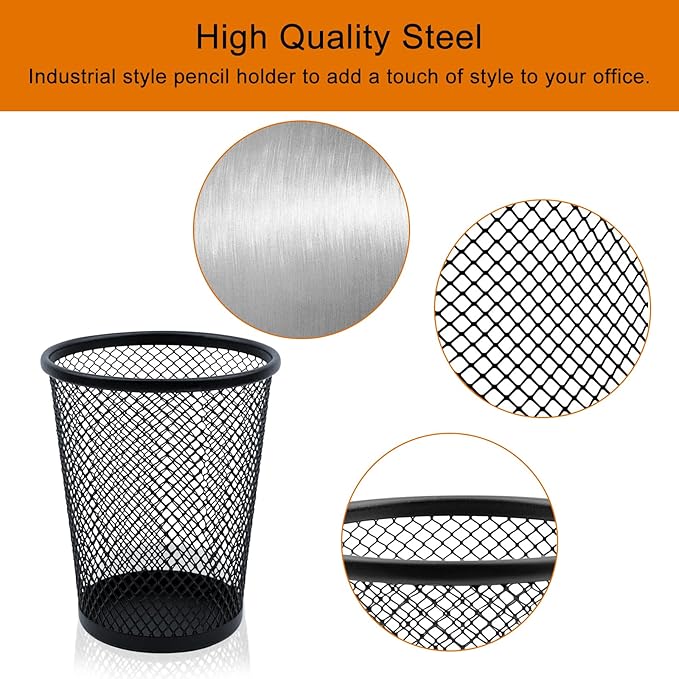 HSYMQ Desk Pencil Pen Holder, Wire Mesh Pen Cup Holder for Desk Organizer and Office Desk Accessories (1 Pack)
