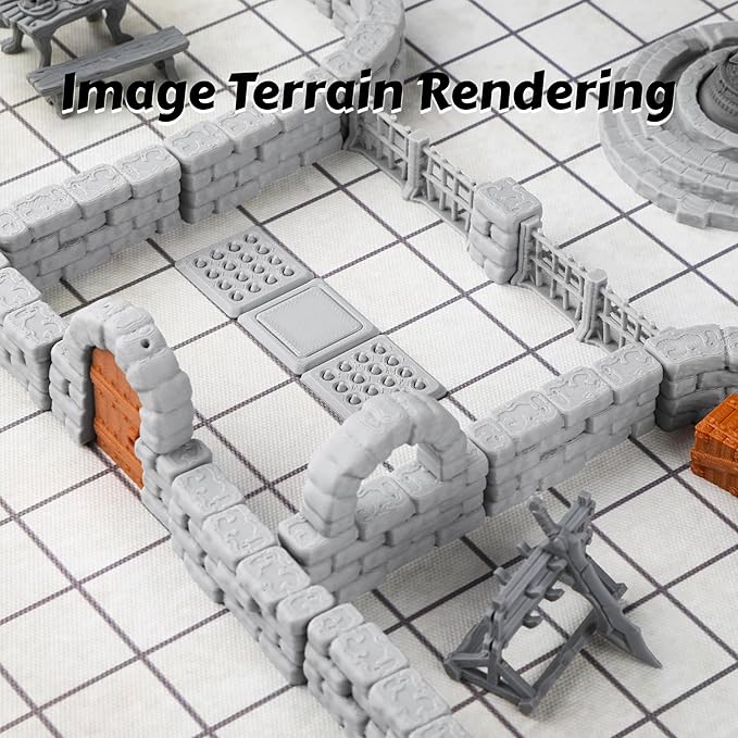 Dungeon Walls 40pcs 28mm Miniature RPG Terrain Modular System DND Building Accessories for Tabletop Role Playing Scenes, Gift of Christmas Halloween for DM (Expansion Pack 3)