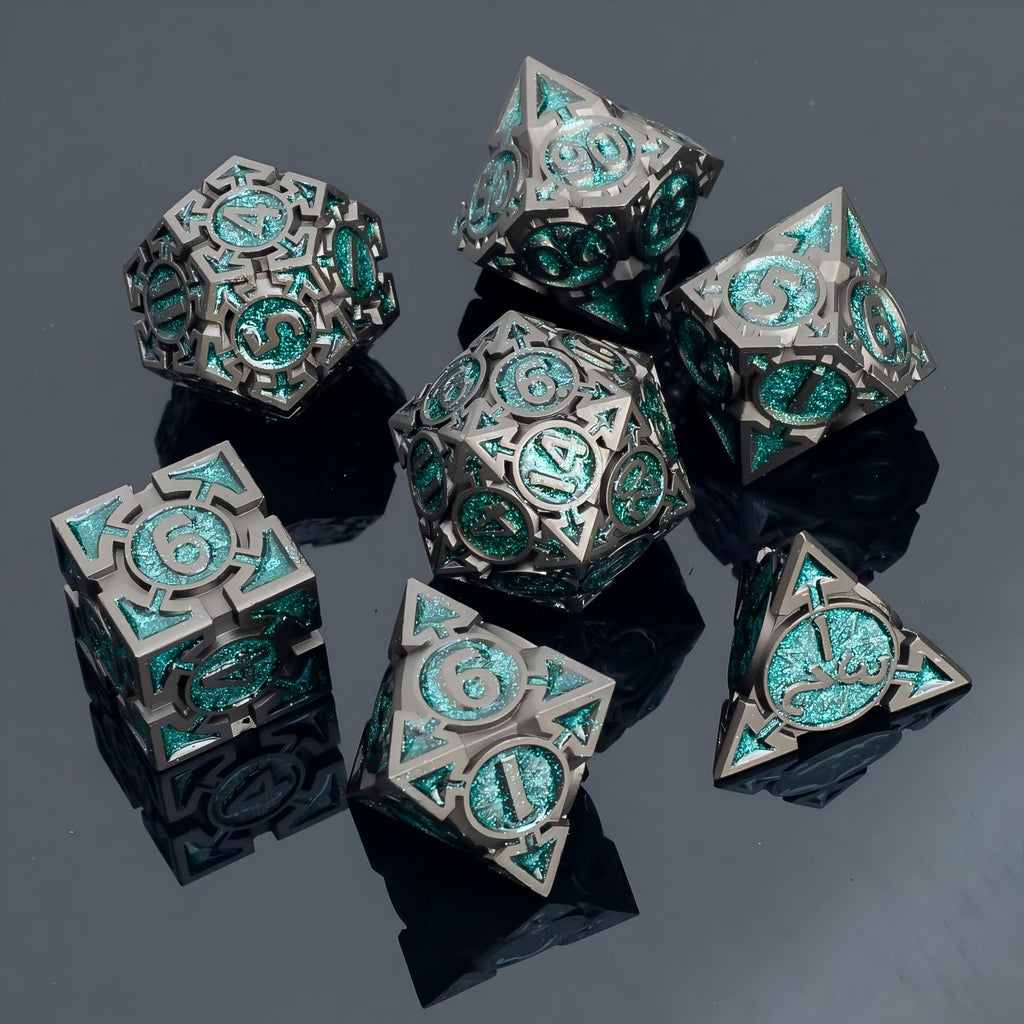 Rolledomain Metal DND Dice Set with Gift Box, Purple Black Sharp Edge Finish Heavy Polyhedral Dice, Designed for Dungeons & Dragons RPG DM and Players, for D&D, MTG RPG Meetings (Ranger)