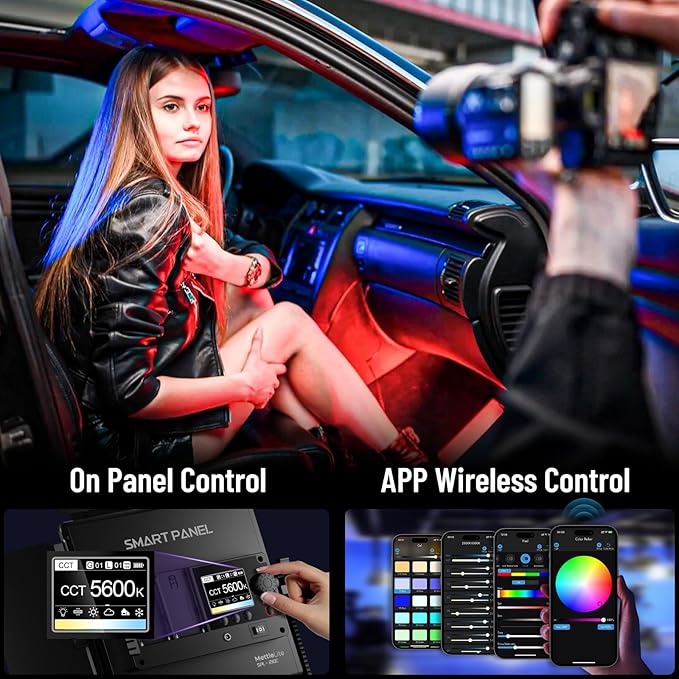 Mettlelite LS800C RGB Light Stick and Mettlelite SPL210C LED Video Light Full Color Video Light with APP Control 2800K-8000K CRI96 TLCI97 RGB CCT HSI Mode LED Light Bundle