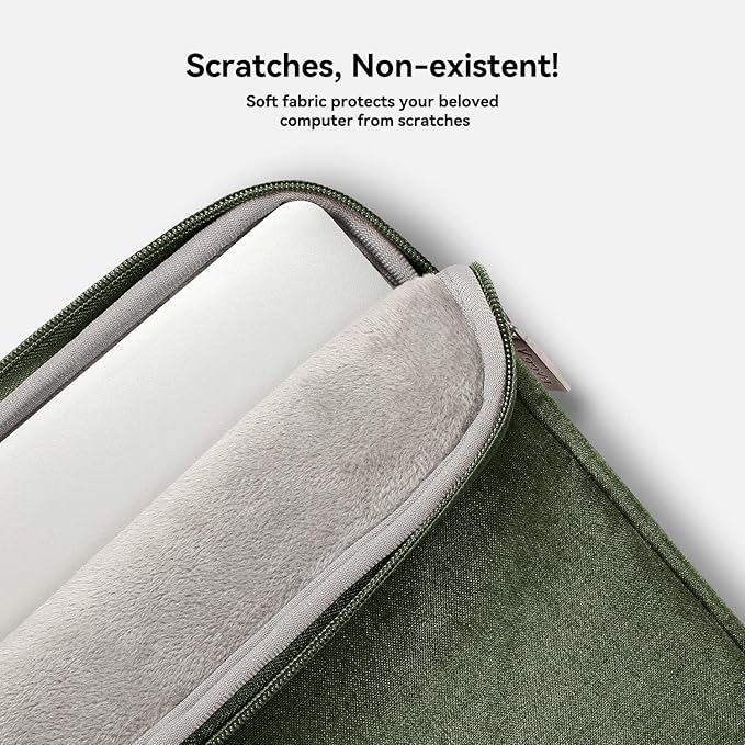 Voova Laptop Bag 17 17.3 Inch Water-resistant Laptop Sleeve Case with Shoulder Straps & Handle, Computer Case Cover Slim Briefcase Compatible with 17-18” Hp Dell Asus Acer, Army Green