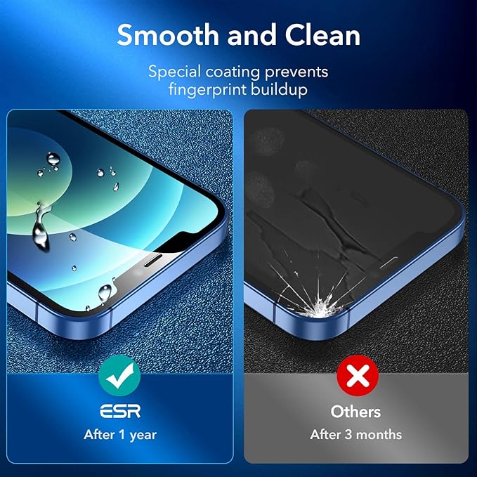 ESR 3 Pack for iPhone 12, iPhone 12 Pro Screen Protector, HD Clear Tempered Glass Scratch Resistant with Easy Installation Frame compatible with iPhone 12/12 Pro 6.1", Case-Friendly