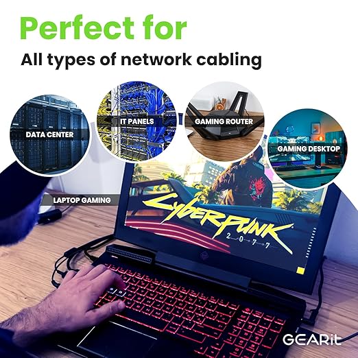 GEARit Cat 6 Ethernet Cable Pack - 24-Pack 3 ft Cat6 Ethernet Patch Cables | RJ45 Network Patch Cable, 10 Gbps Snagless Gold-Plated Connectors - Ethernet Cable Cat 6 for PC, TV, Router - Black