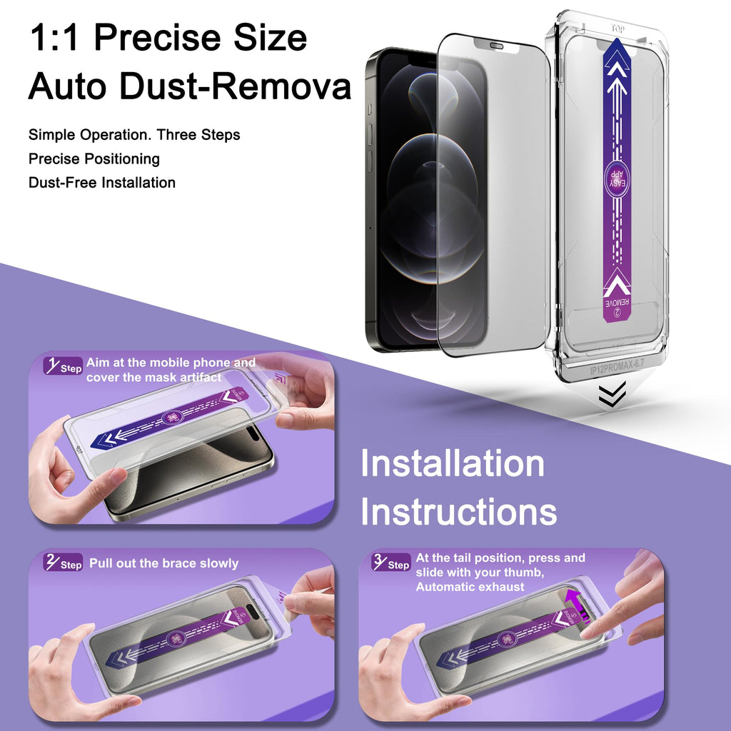 CHRYSHA 2-Pack Matte Screen Protector for iPhone 12 Pro Max 6.7-Inch, Auto Dust Removal, No Bubbles, High Definition Clear, Easy Installation