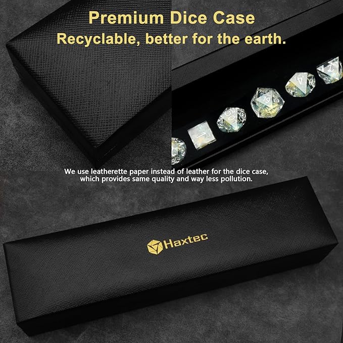 Haxtec Flower DND Dice Set Sharp Edge Dice with Dice Case Handmade Blue Yellow Resin D&D Dice Set for TTRPGs Compatible with Dungeons and Dragons Gifts