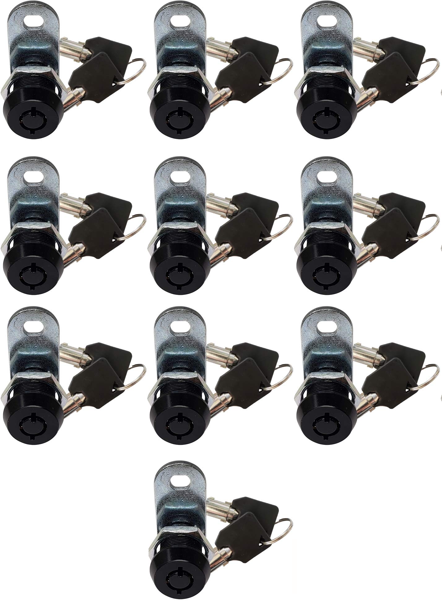 Admiral Locks Tubular Cam Lock, Keyed Alike Removable Key RV Compartment Storage Lock Cabinet Locks (Black Pack of. 10, 5/8 Inch 180°)