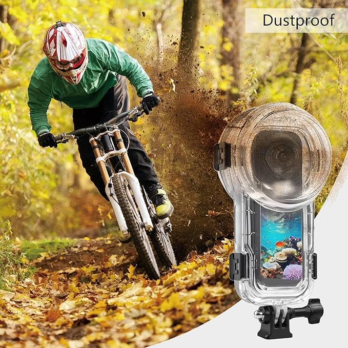 Invisible Dive Case for Insta360 X5, FotStdio Insta 360 X5 Waterproof Case 60m/196ft Underwater Diving Housing Cover Protective Sealed Shell Photography Housings Action Camera Accessories