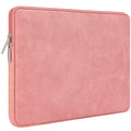RAINYEAR 14 Inch Laptop Sleeve PU Suede Leather Case Padded Cover, Coral